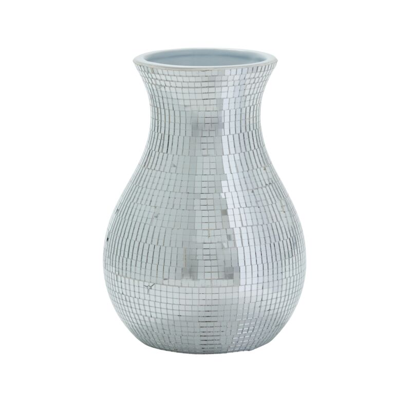 Design Shop Silver Disco Collection Vase, 6.75" X 9.5".