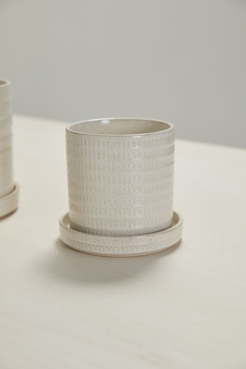Design Shop Morse Pot with Saucer 6"x 5.5", Set of 2