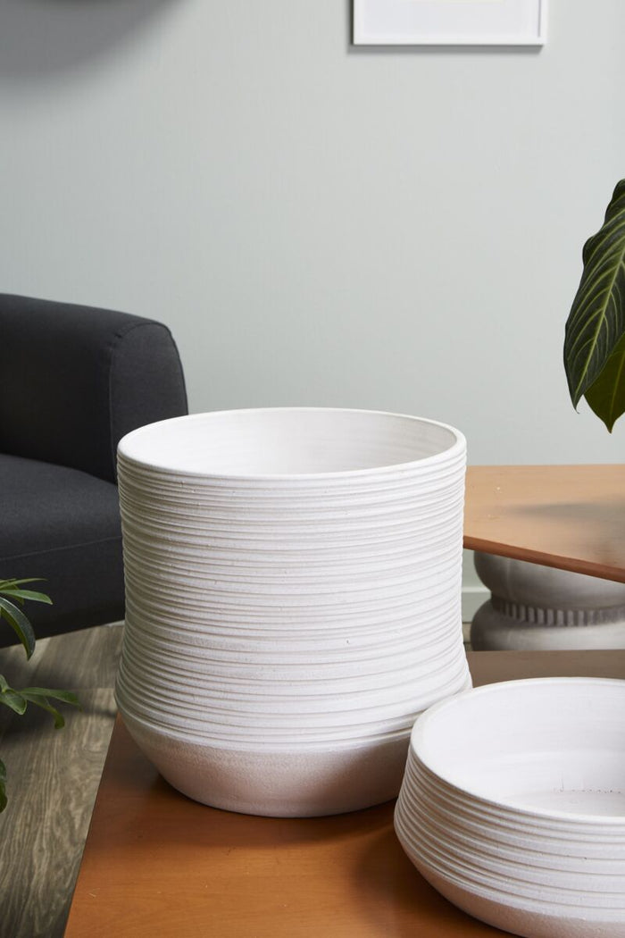 Design Shop White Offshore Collection Pot, 13" X 12.5"