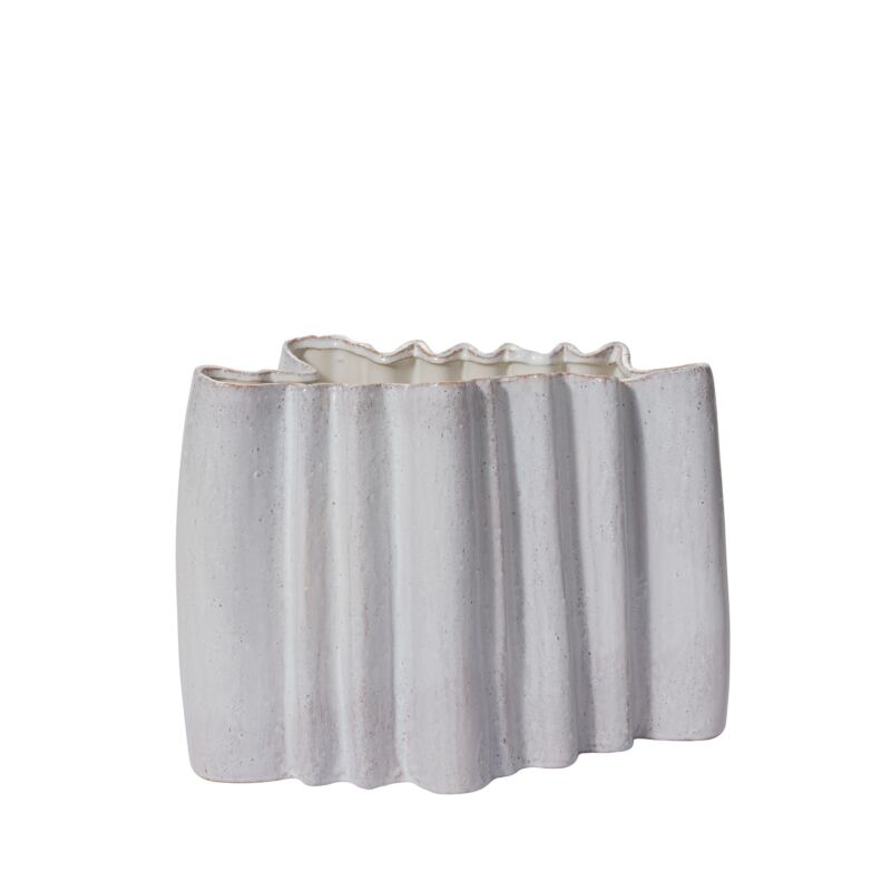 Design Shop White Artemis Vase, 13" X 10".