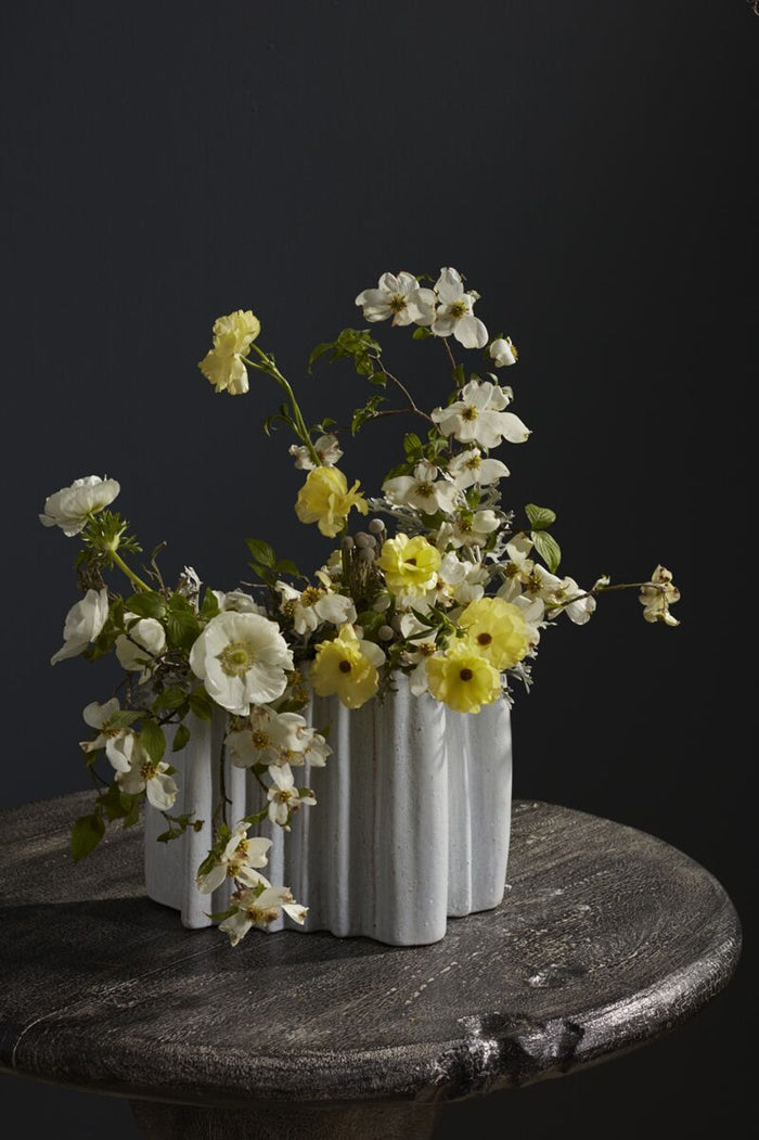Design Shop White Artemis Vase, 13" X 10".