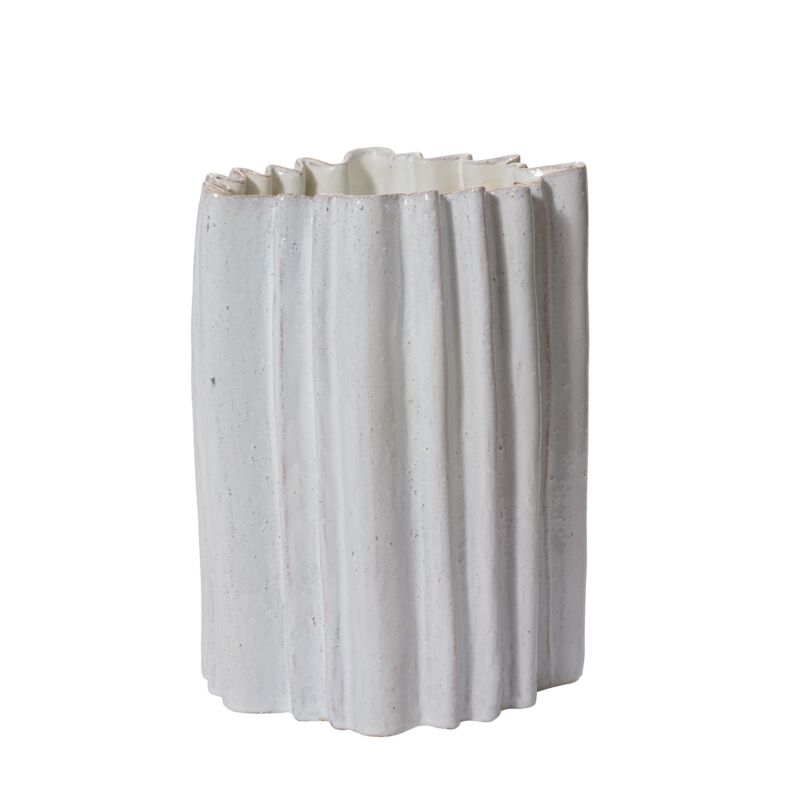 Design Shop White Artemis Vase, 11" X 15".