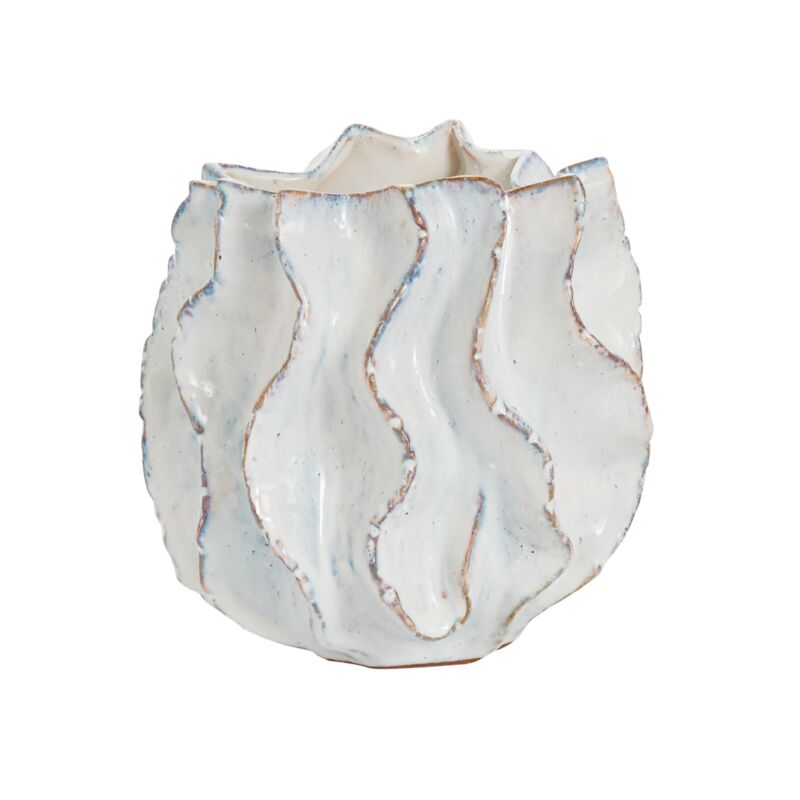 Design Shop White Sono Collection Pot, 8.25" X 6.5".