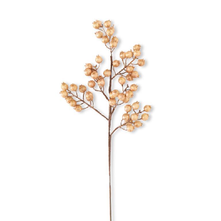 Design Shop 27 Inch Gold Crackle Glitter Rosehip Stem