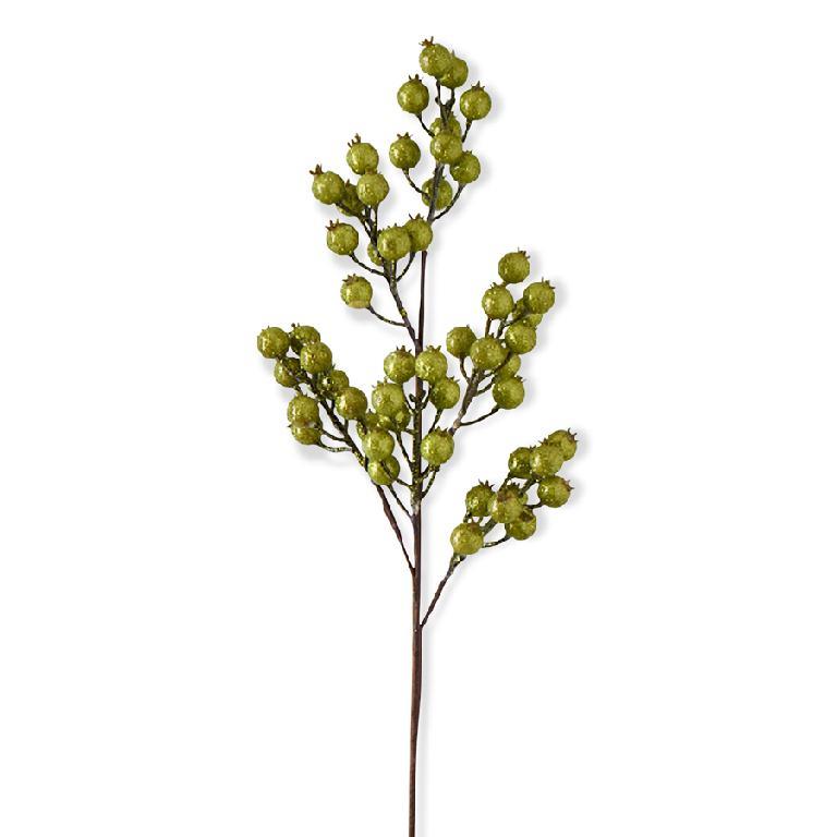 Design Shop 27 Inch Green Crackle Glitter Rosehip Stem