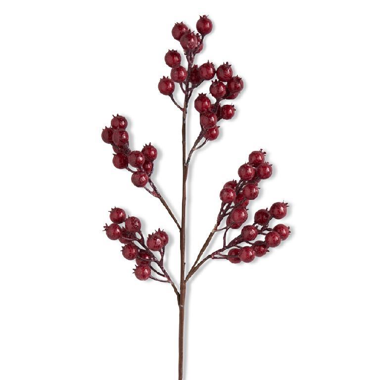 Design Shop 27 Inch Red Crackle Glitter Rosehip Stem