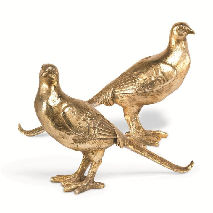 Design Shop Set of Two 8 Inch Gold Resin Pheasants