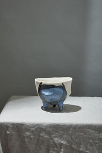 Design Shop Blue Finn Collection Footed Pot, 6.25" X 5".