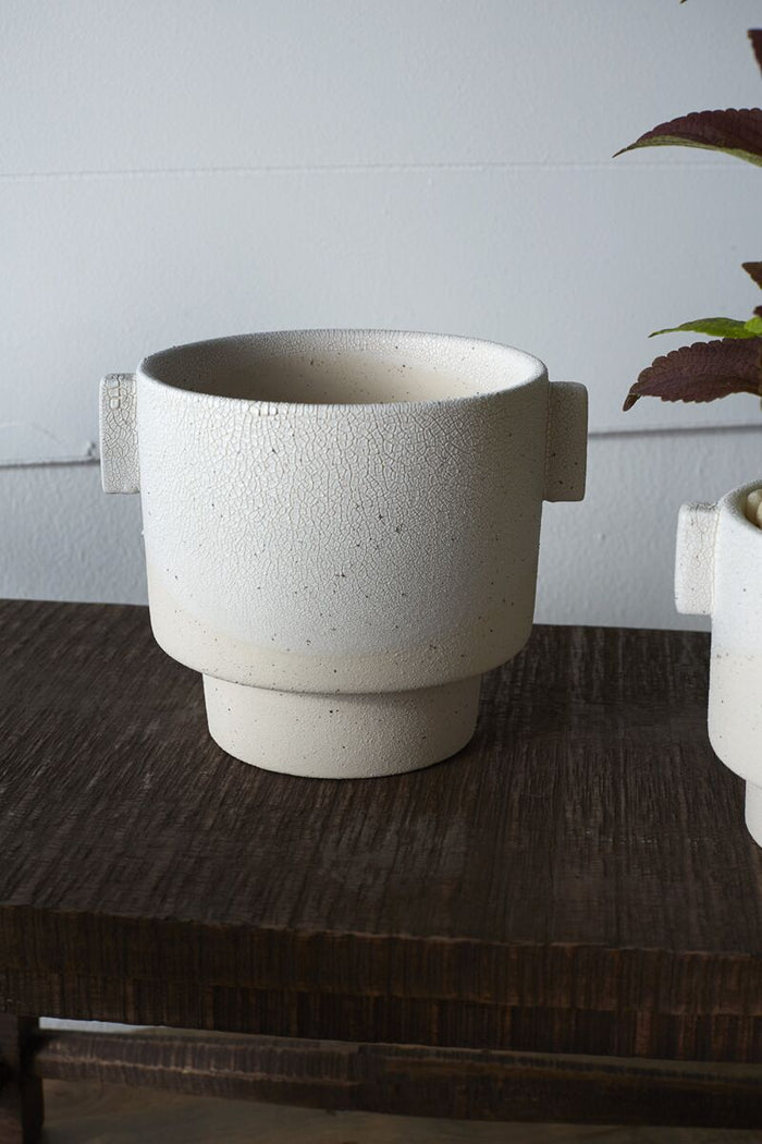 Design Shop White Milton Pot, 6.75" X 5.5"