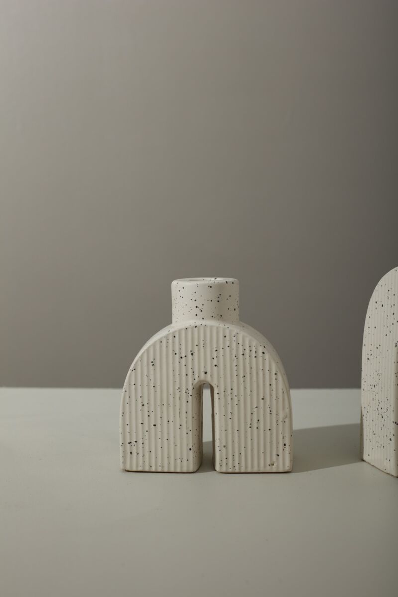 Design Shop White Trefoil Candleholder, 4.5" X 5.25", Set of 2.