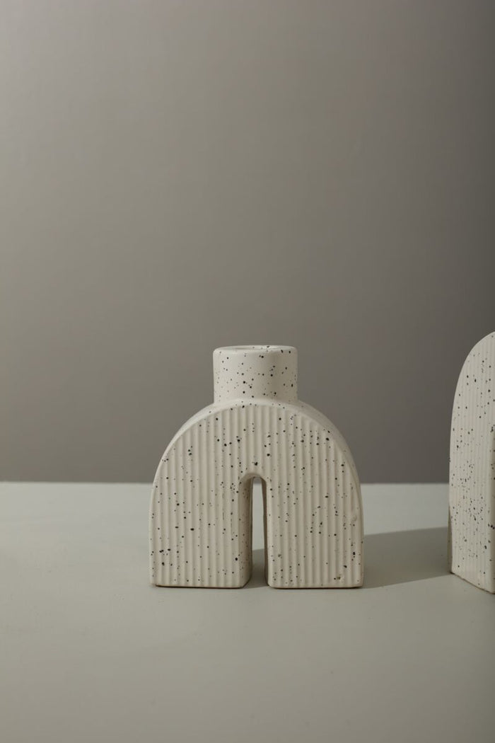 Design Shop White Trefoil Candleholder, 4.5" X 5.25", Set of 2.