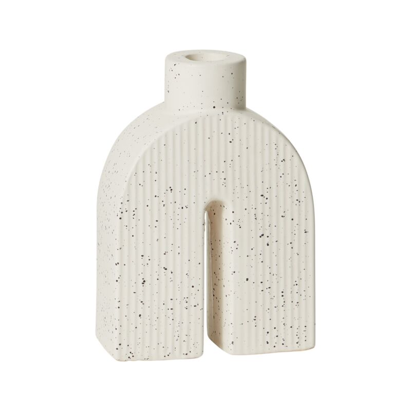 Design Shop White Trefoil Candleholder, 4.5" X 6.5".