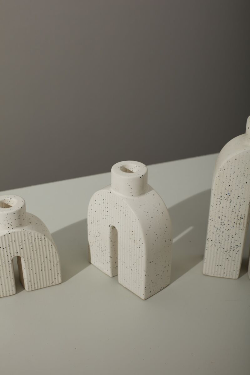 Design Shop White Trefoil Candleholder, 4.5" X 6.5".
