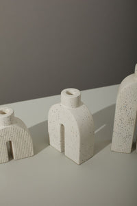 Design Shop White Trefoil Candleholder, 4.5" X 6.5".