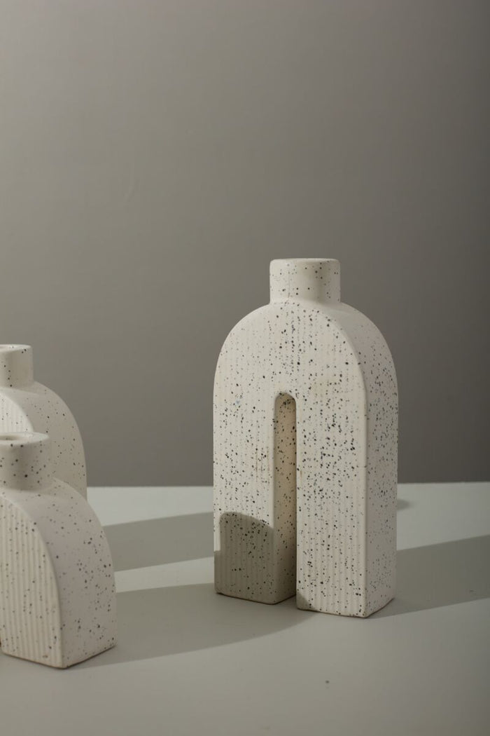 Design Shop White Trefoil Candleholder, 4.5" X 9"