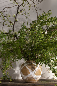 Design Shop White Levy Collection Vase, 7" X 7.25".