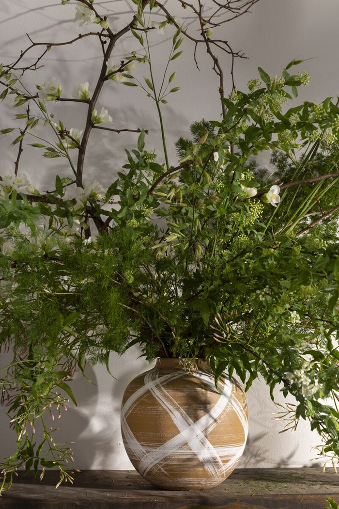 Design Shop White Levy Collection Vase, 7" X 7.25".