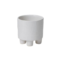 Design Shop White Morrow Footed Pot, 3.5" X 3.5", Set of 2.