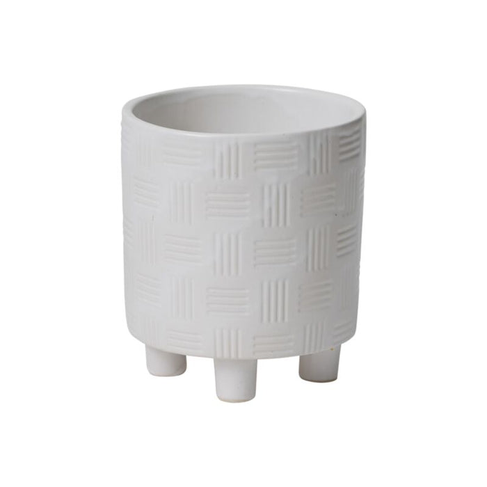 Design Shop White Morrow Footed Pot, 5.5" X 6".