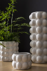 Design Shop White Bubble Collection Pot, 4" X 3", Set of 2.