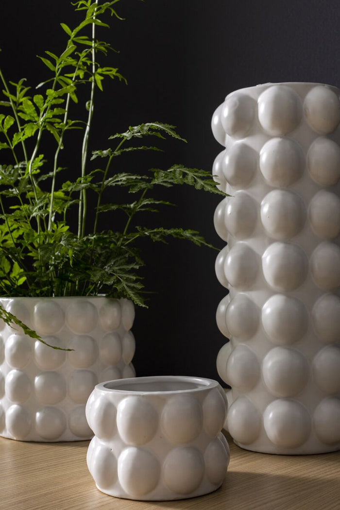 Design Shop White Bubble Collection Pot, 4" X 3", Set of 2.