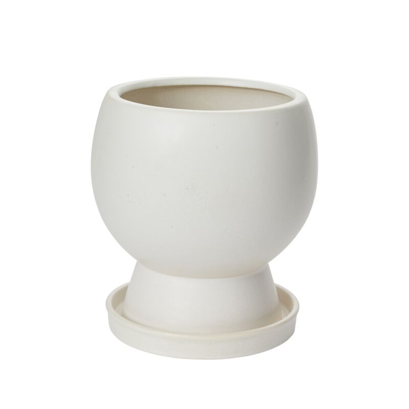 Design Shop White Bosky Pot, 9" X 10.25".