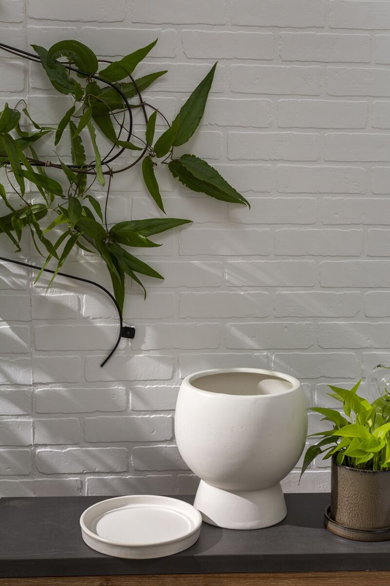 Design Shop White Bosky Pot, 9" X 10.25".