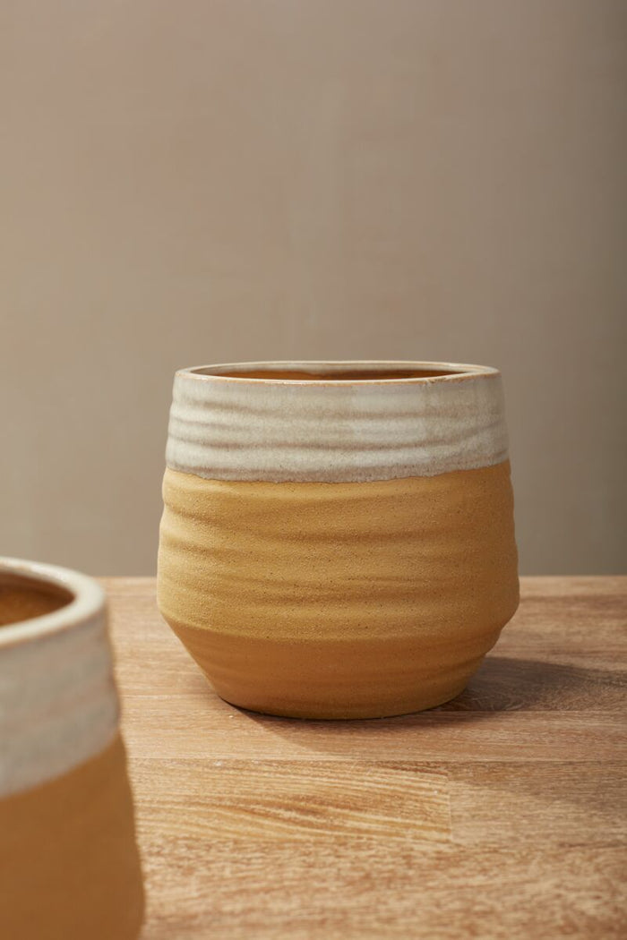 Design Shop Yellow Altamira Pot, 7.5" X 6.75".