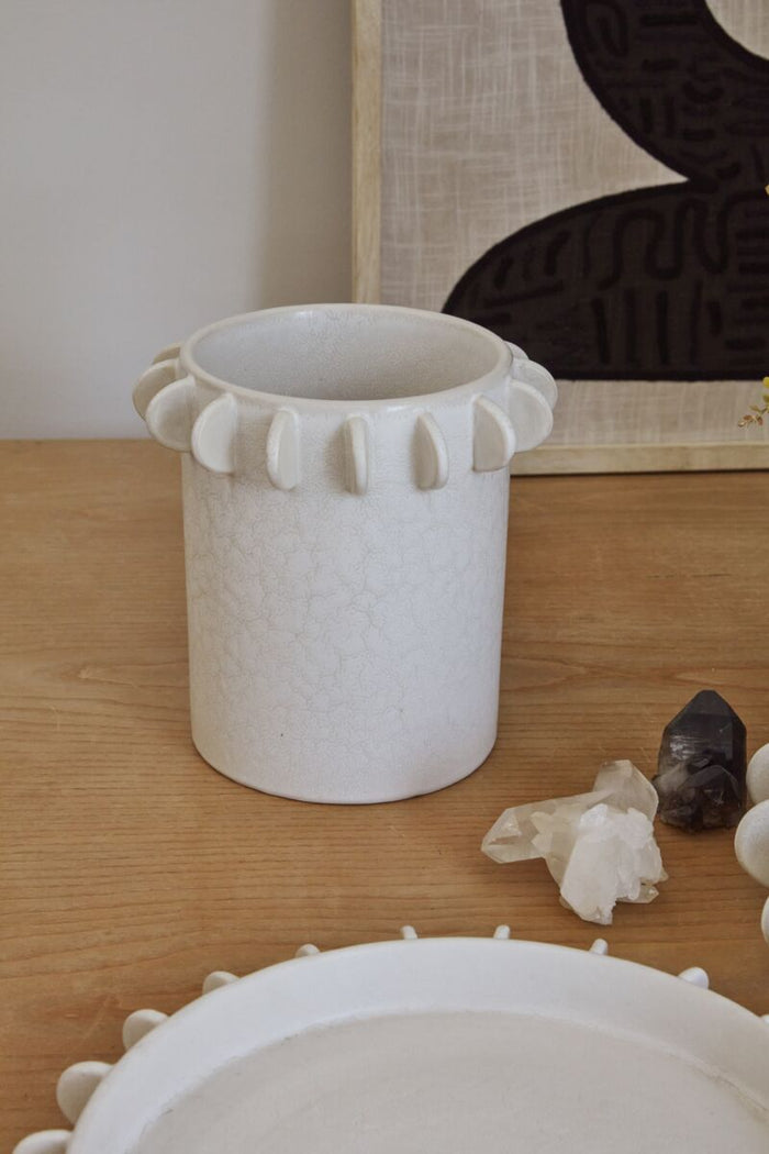 Design Shop Off-White Reverie Tabletop Collection Canister, 9.25" X 9".