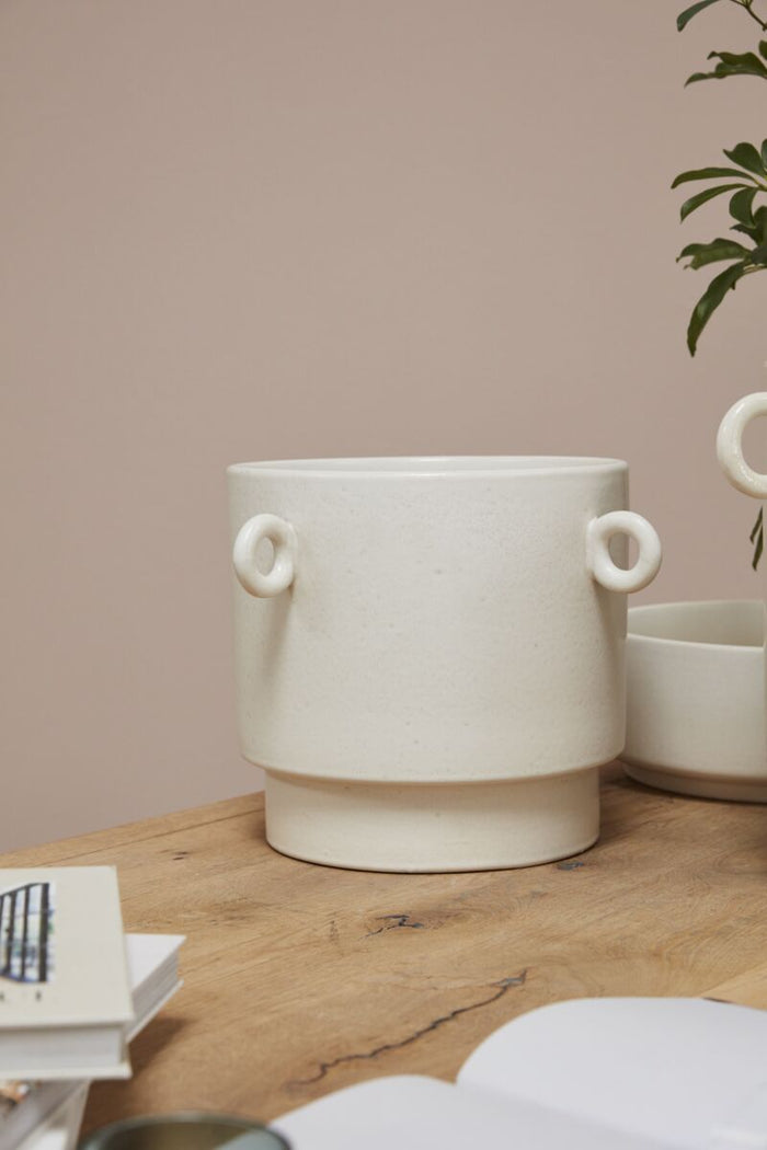 Design Shop Off-White Yazu Collection Pot, 16.25" X 11".
