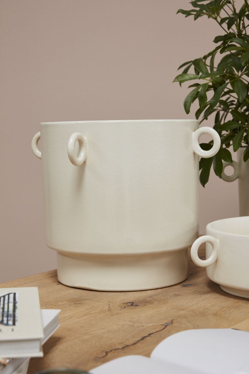 Design Shop Off-White Yazu Collection Pot, 18.5" X 14".