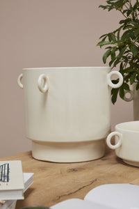 Design Shop Off-White Yazu Collection Pot, 18.5" X 14".