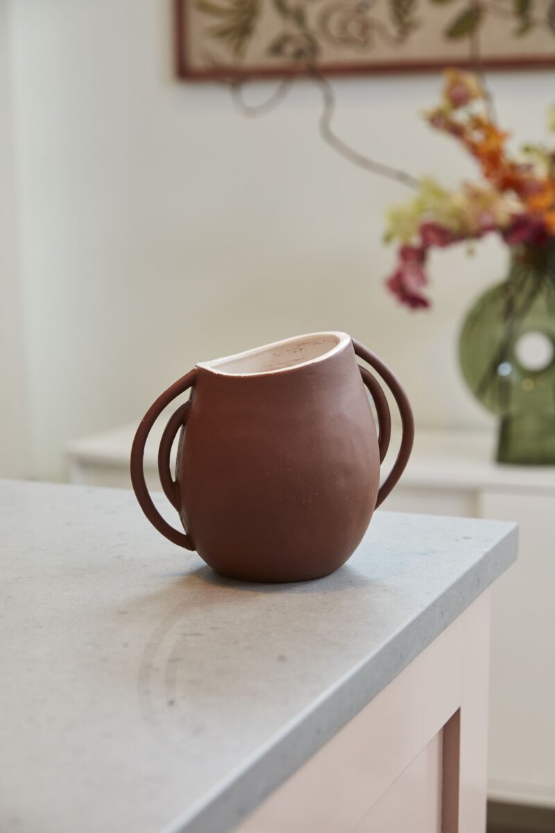 Design Shop Terracotta Seneca Collection Vase, 7.5" X 6.25".