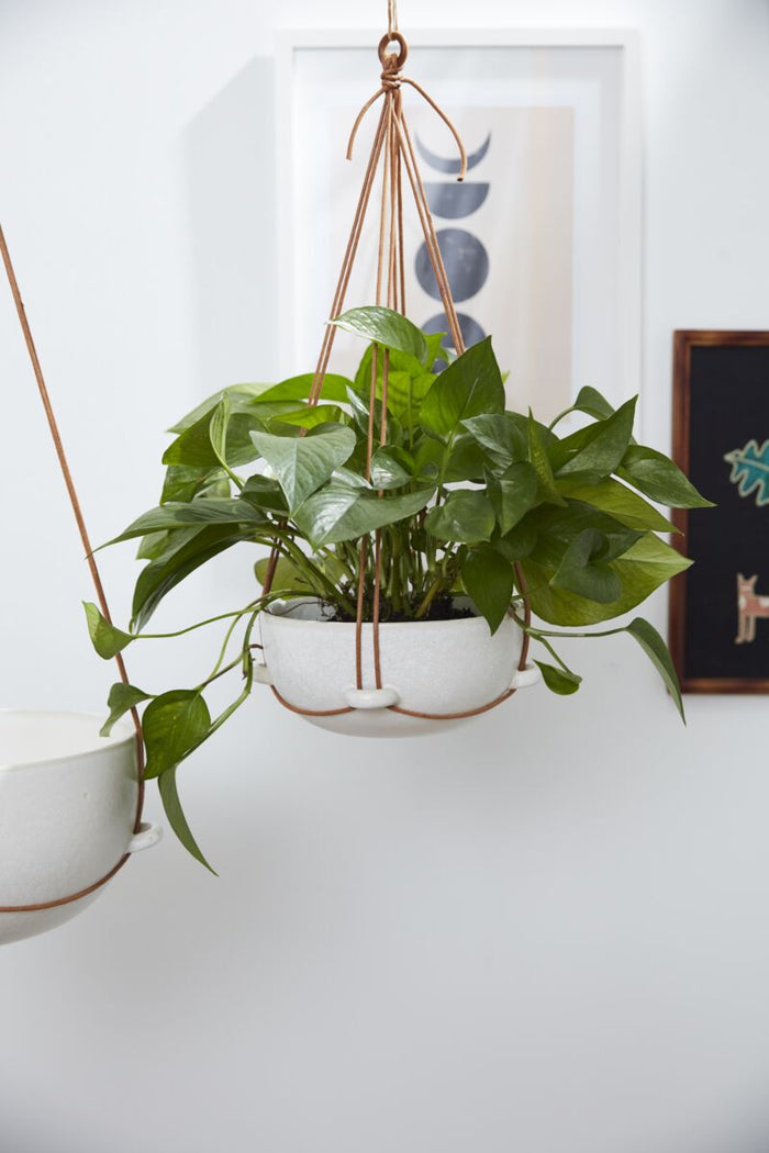Design Shop White Redondo Hanging Pot, 9.25" X 21".