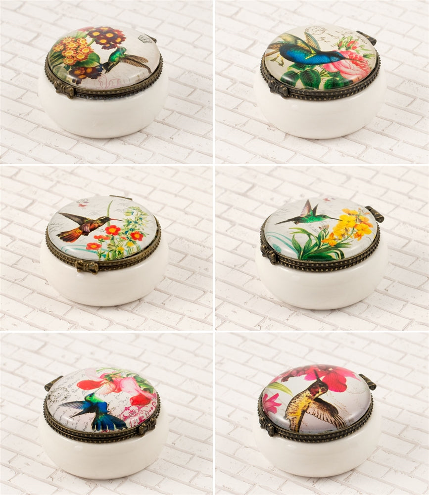 Assorted Hummingbird Trinket Box Set of 6