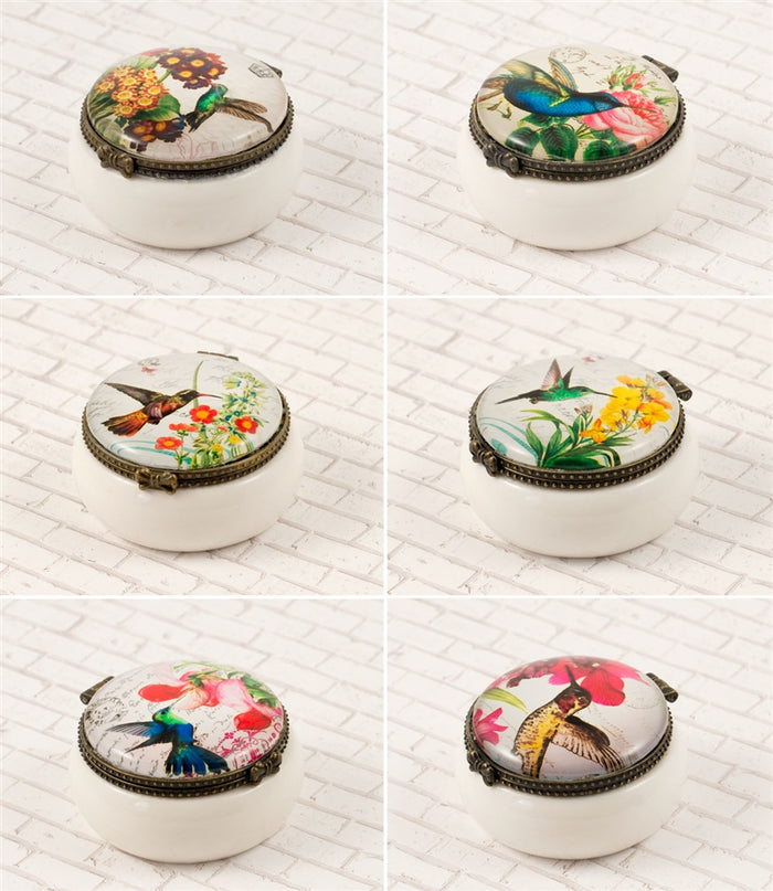 Assorted Hummingbird Trinket Box Set of 6