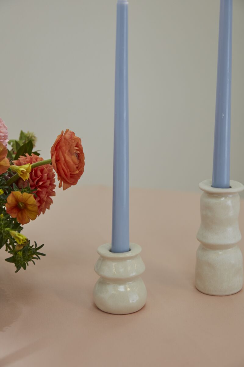 Design Shop Off-White Lyam Candleholder, 2.25" X 2.75", Set of 8.