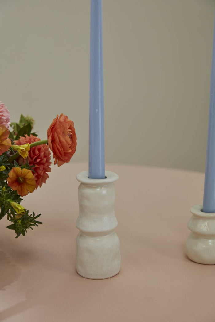 Design Shop Off-White Lyam Candleholder, 2" X 5", Set of 8.