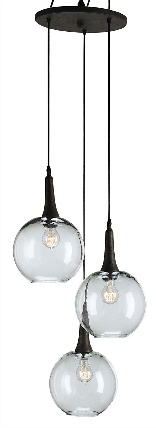 Currey and Company - 9969 - Three Light Pendant - Beckett Collection - Emery Rust