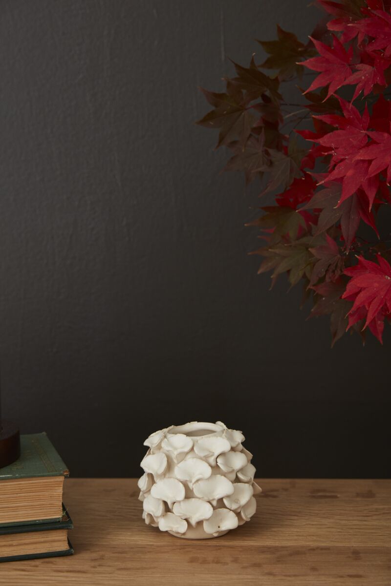 Design Shop Off-White Ginkgo Collection Budvase, 4.75" X 4.25"