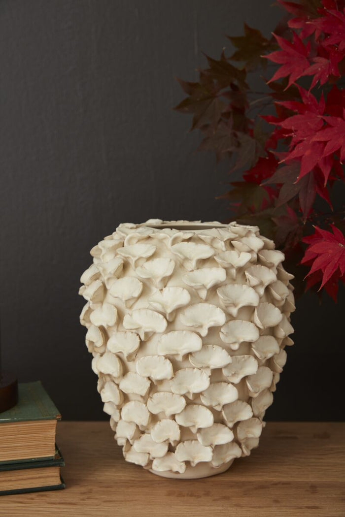 Design Shop Off-White Ginkgo Collection Vase, 9.25" X 10.5"