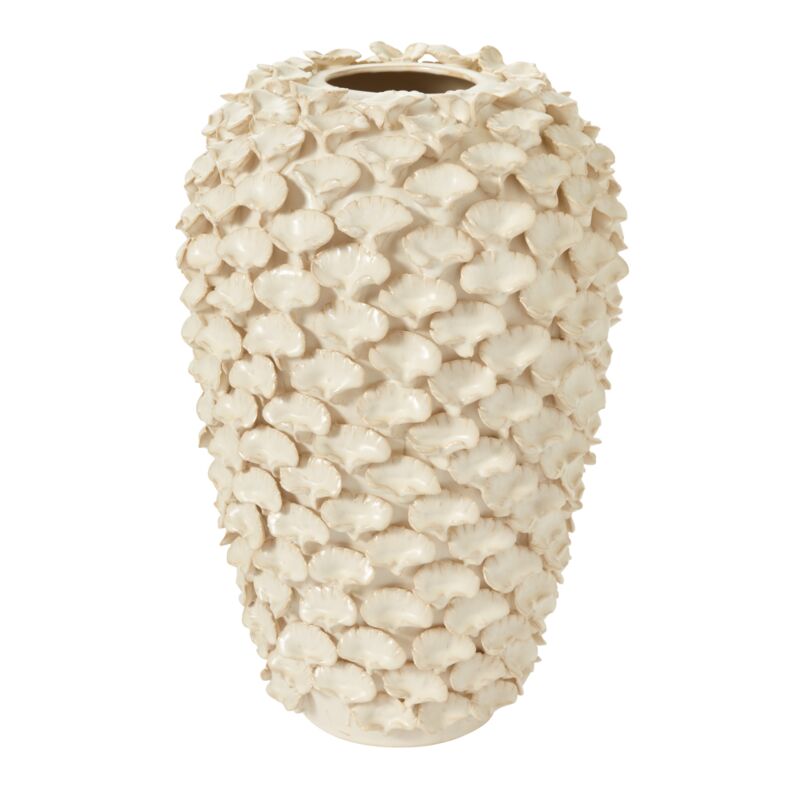 Design Shop Off-White Ginkgo Collection Vase, 10" X 16"