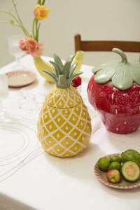 Design Shop Yellow Fresh Fruit Canisters Pineapple, 6.5" X 12".