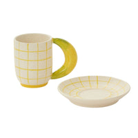Design Shop Yellow Fresh Fruit Mug with Saucer Banana, 7.25" X 4.75", Set of 2.