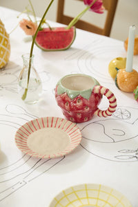 Design Shop Red Fresh Fruit Mug with Saucer Strawberry, 8.25" X 4.75", Set of 2.