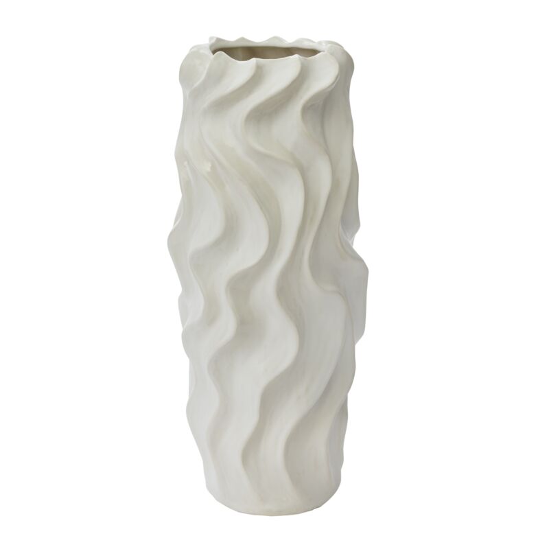 Design Shop Off-White Thessaly Vase, 8.75" X 20.75".