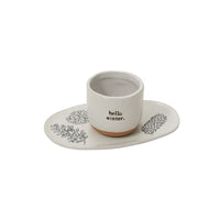 Design Shop White Hello Winter Pot and Tray, 8.25" X 3.25", Set of 2.