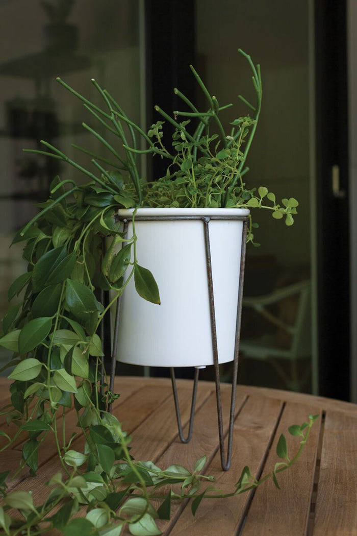 Design Shop White Cassa Plant Stand, 6.25" X 10.75".