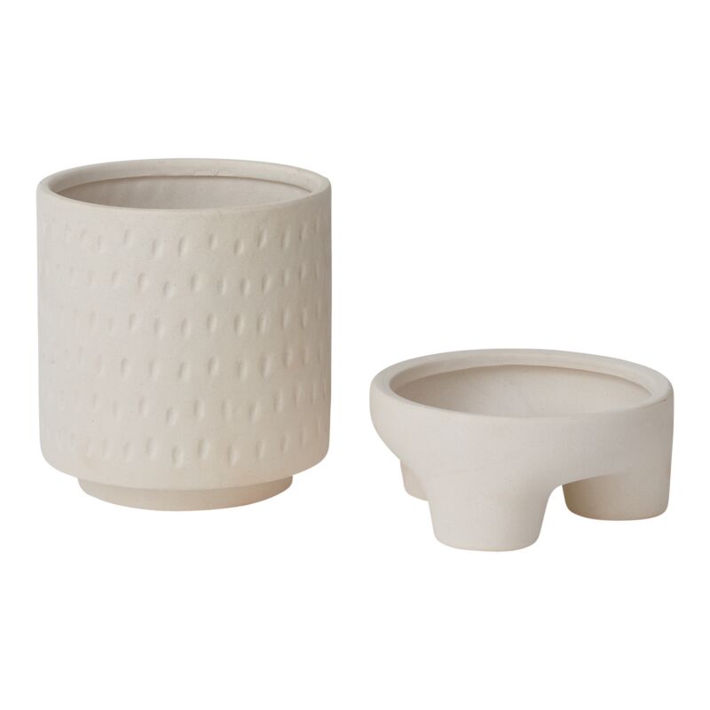 Design Shop White Dache Pot, 6.75" X 9.5".