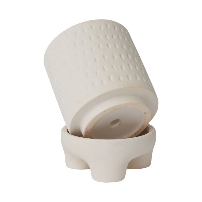 Design Shop White Dache Pot, 6.75" X 9.5".